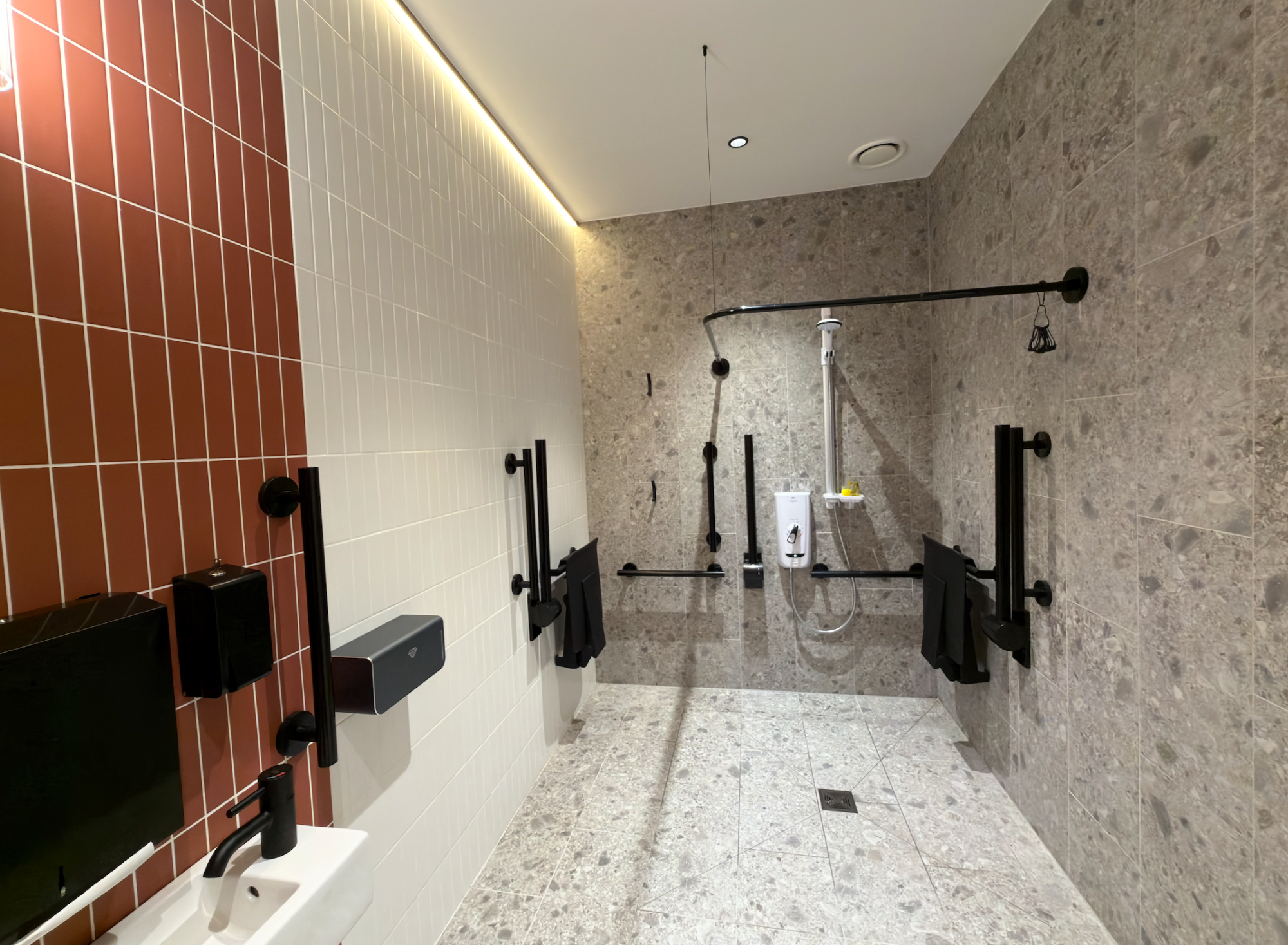 disables bathroom and shower